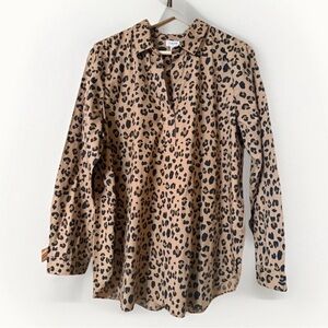 J Crew Factory Leopard print V-Neck long sleeve pullover blouse